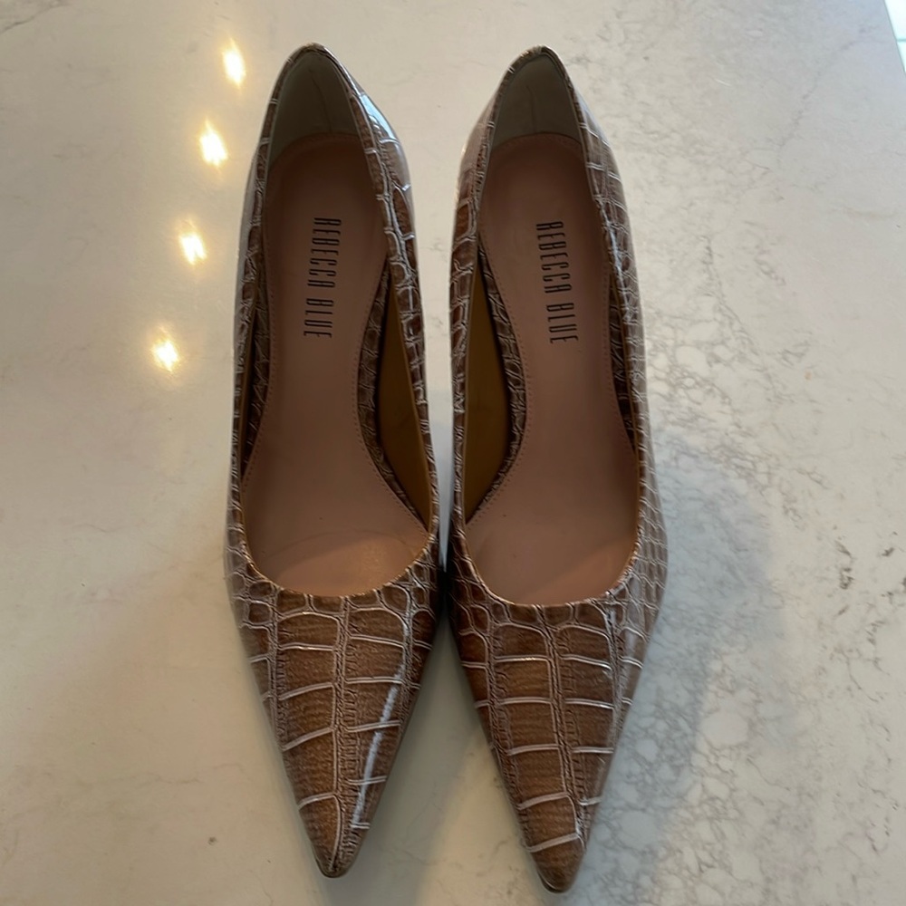 Rebecca Blue Size 7 3 Inch Faux Animal Print Heels